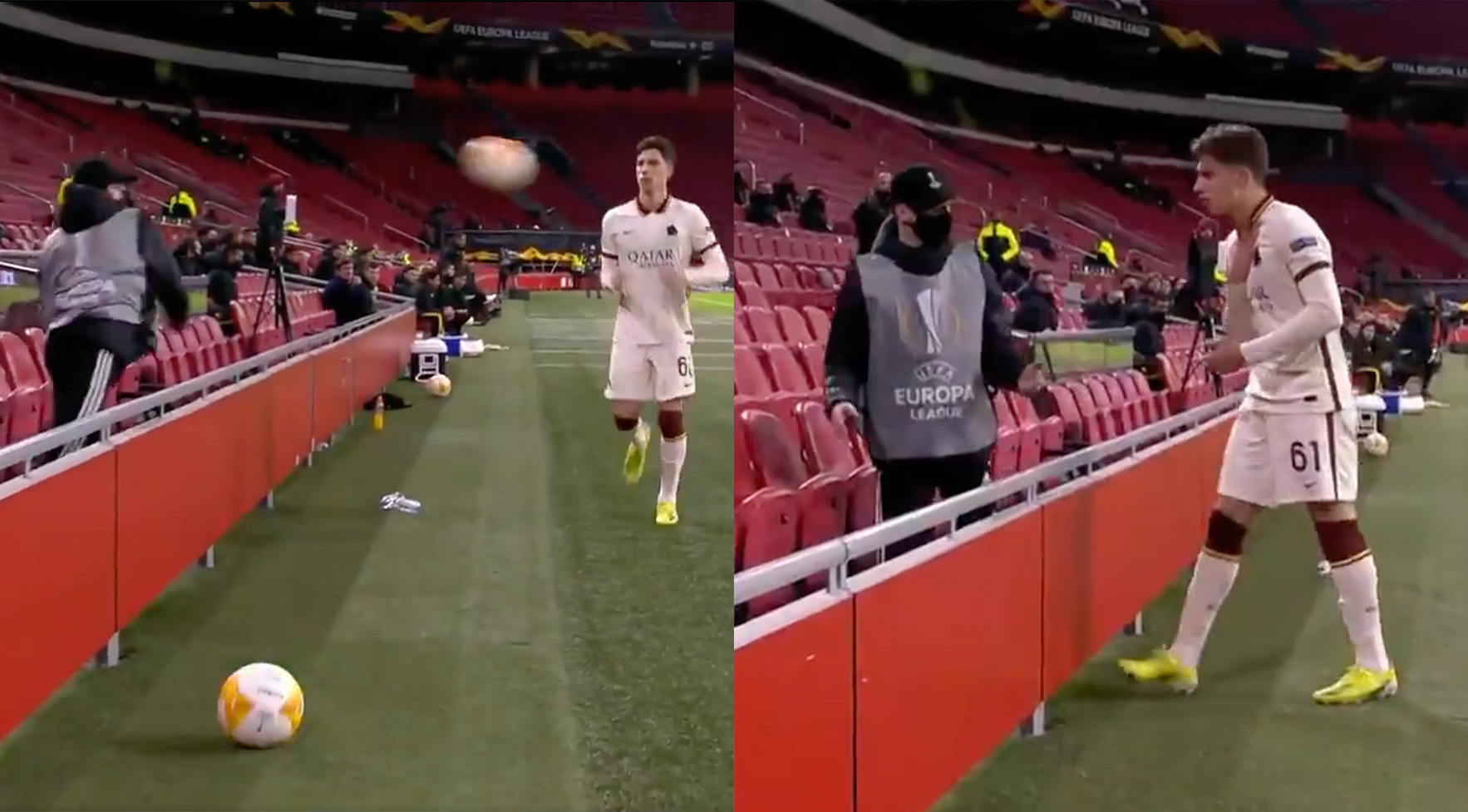 Roma player gives dignified response after angry Ajax ballboy launches ...