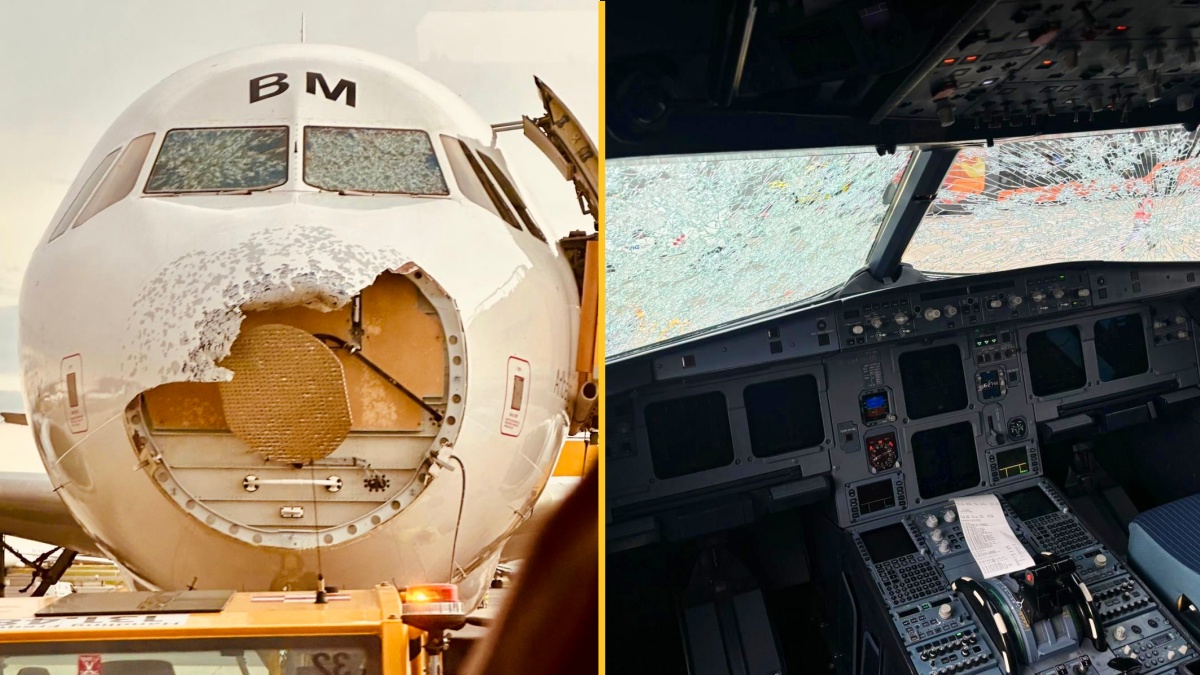 Pilots praised after guiding plane 'blind' through hail storm